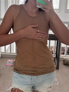 H&M Ribbed Tank Top in Camel Brown